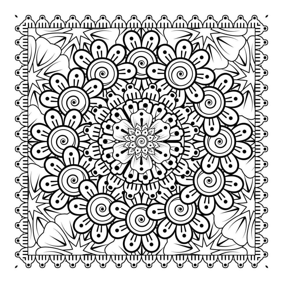 padrão circular em forma de mandala para henna, mehndi, tatuagem, decoração. ornamento decorativo em estilo oriental étnico. página do livro para colorir. vetor