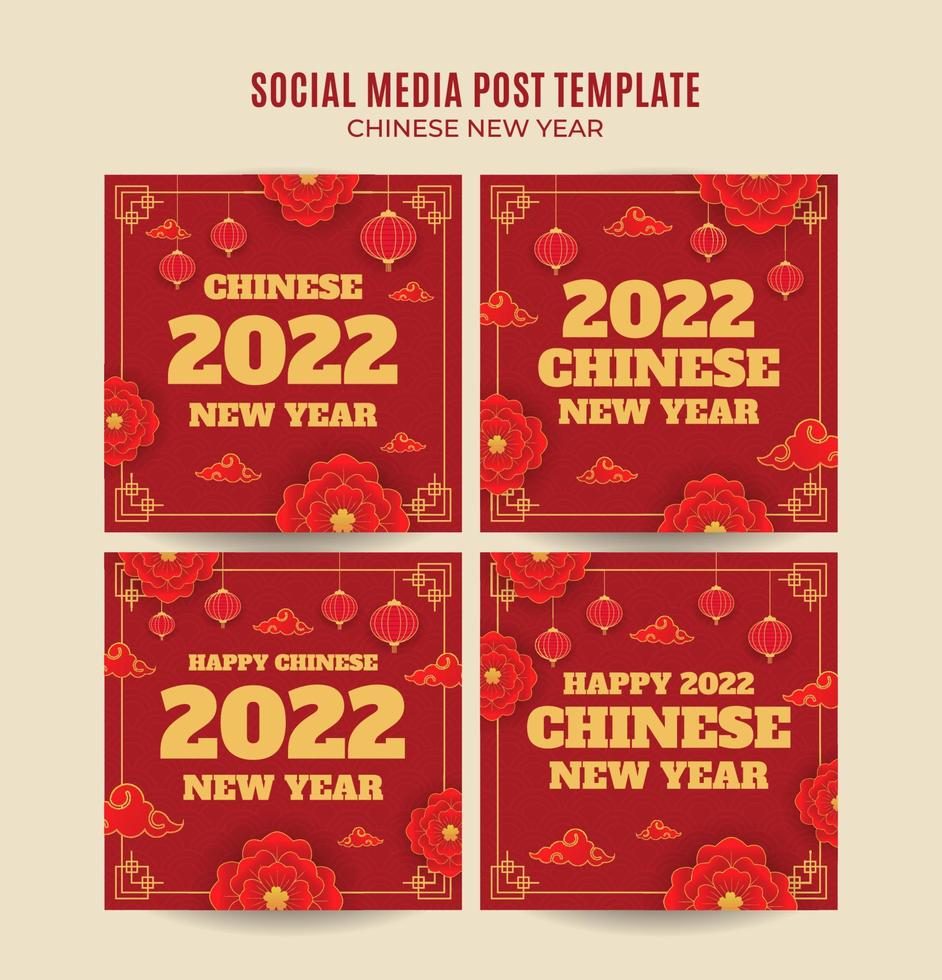 modelo de postagem de instagram de banner da web quadrado ano novo chinês 2022 vetor