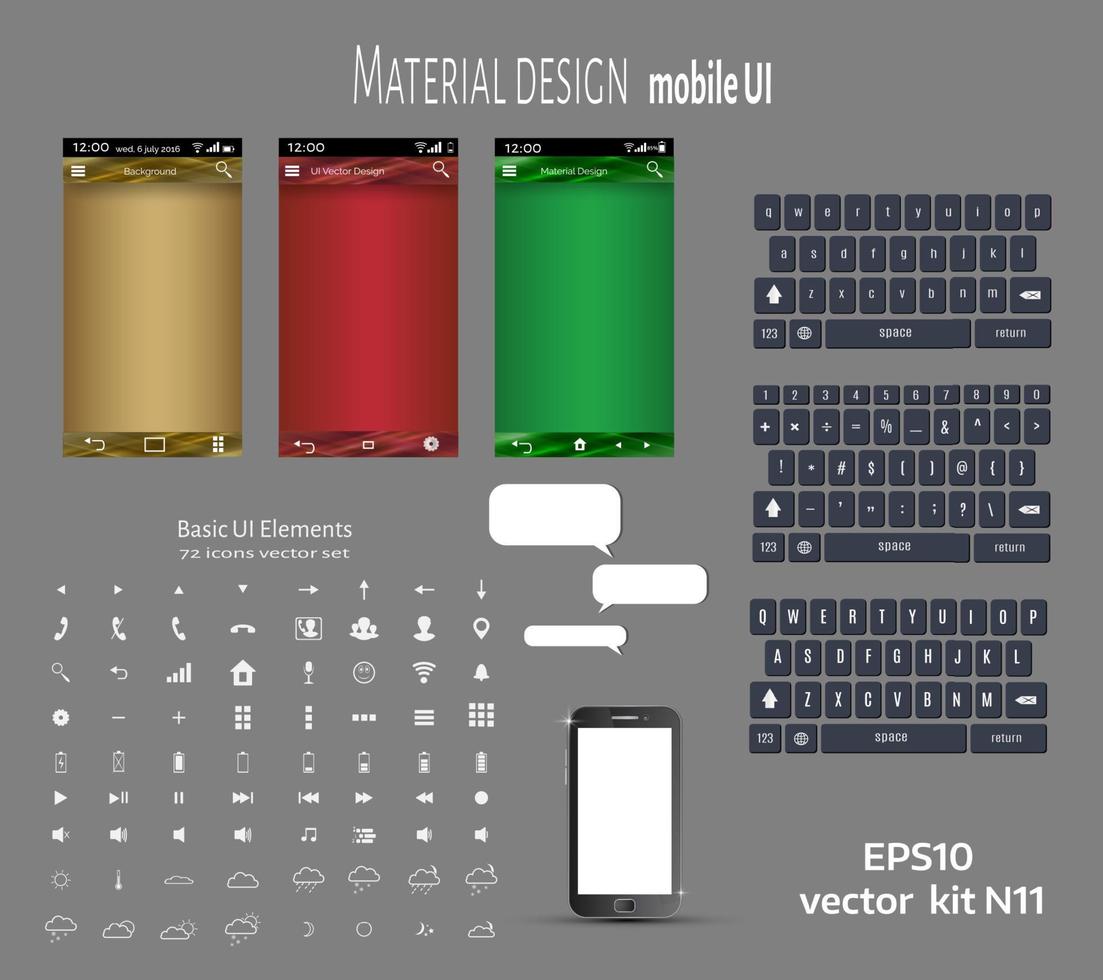 conjunto de fundo de design de material de interface do usuário vetor