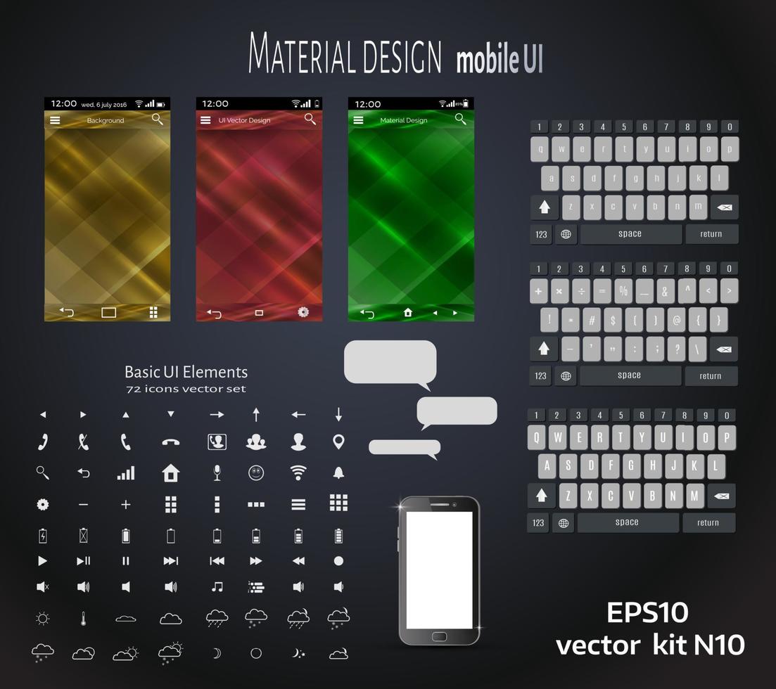 conjunto de fundo de design de material de interface do usuário vetor