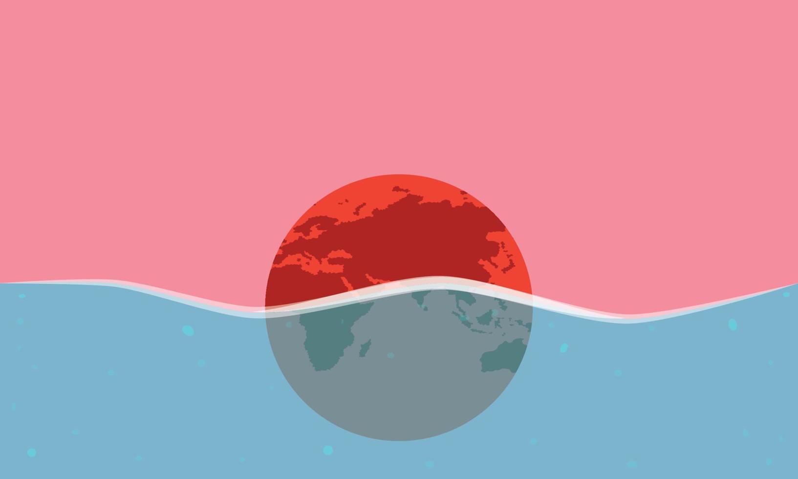 aquecimento global. terra nadando. planeta quente. ilustração vetorial esp10 vetor