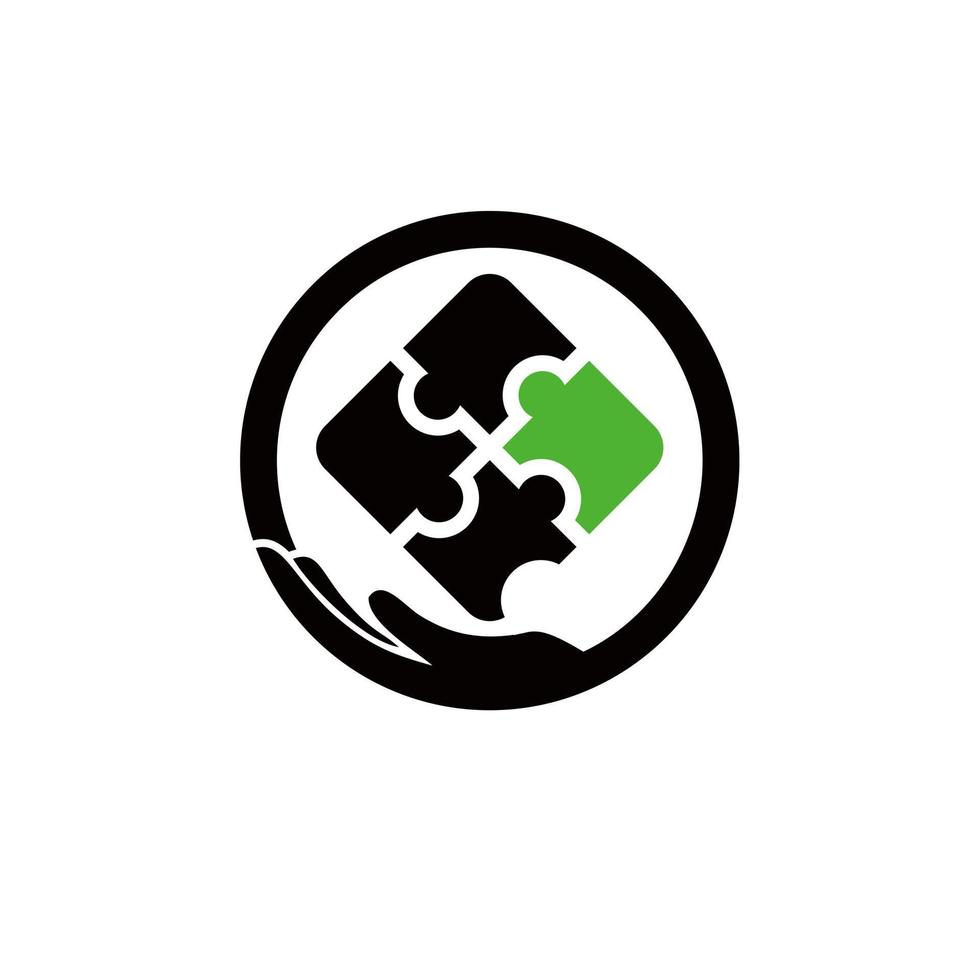 design de logotipo de cuidados de saúde ideia de quebra-cabeça de círculo de autismo vetor