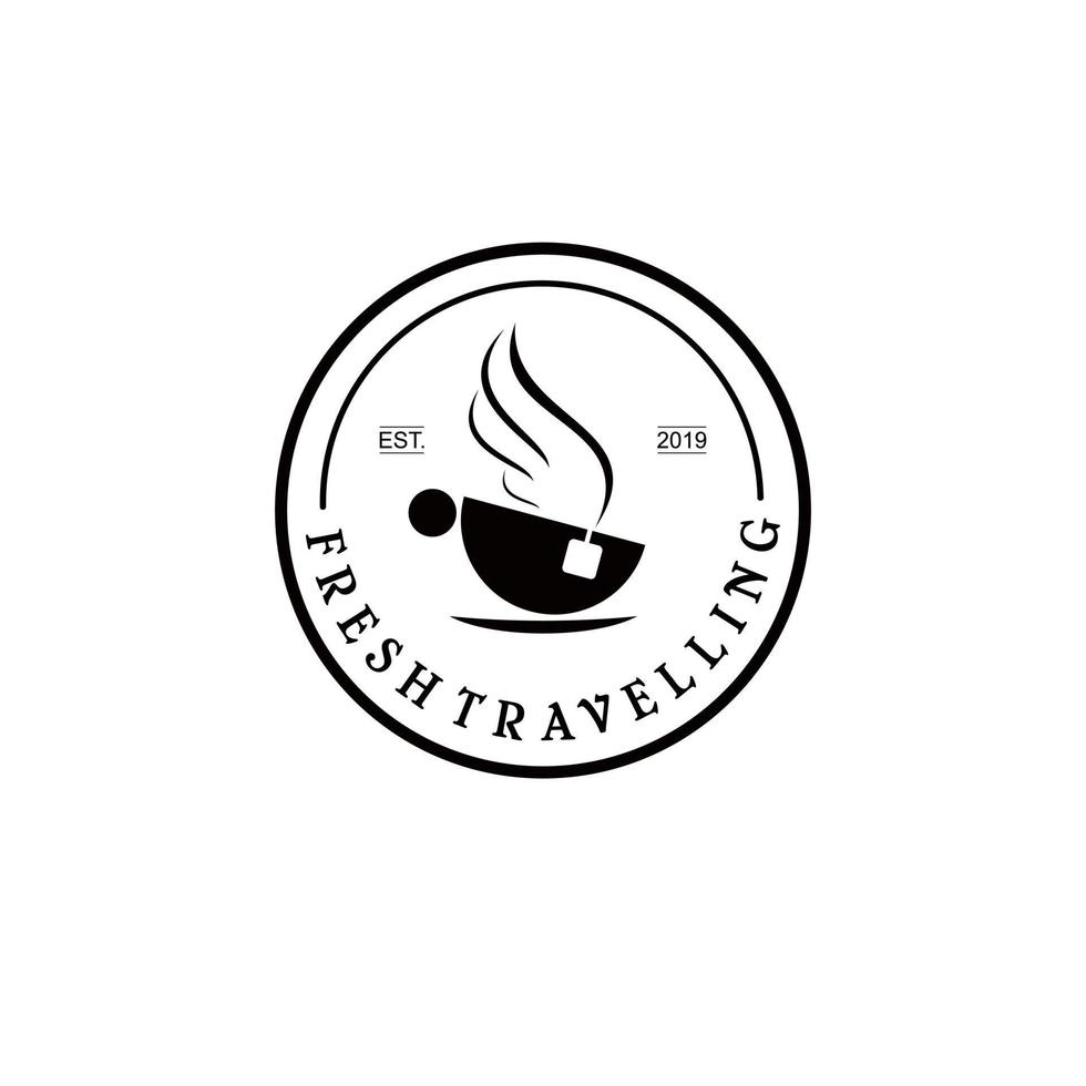logotipo de viagem simples círculo preto retrô distintivo vetor