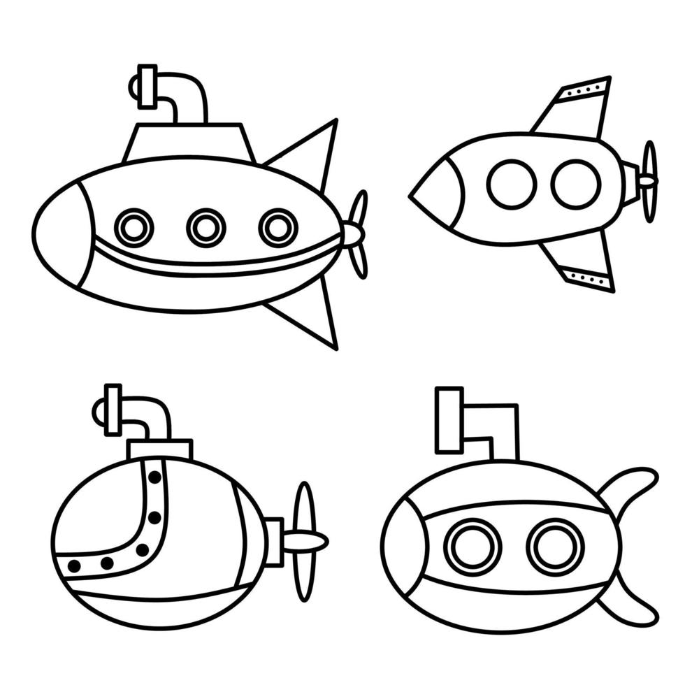 desenho de submarino para colorir vetor