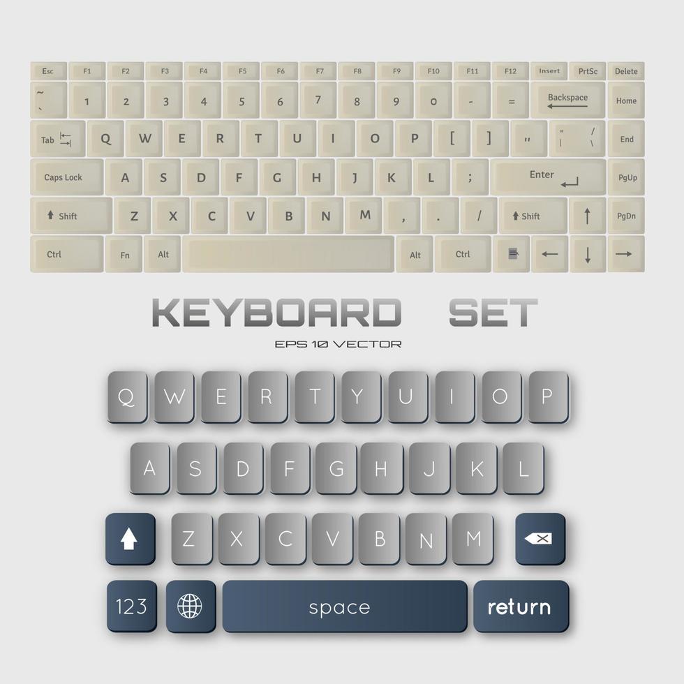 teclado de computador compacto e teclado smarphone vetor