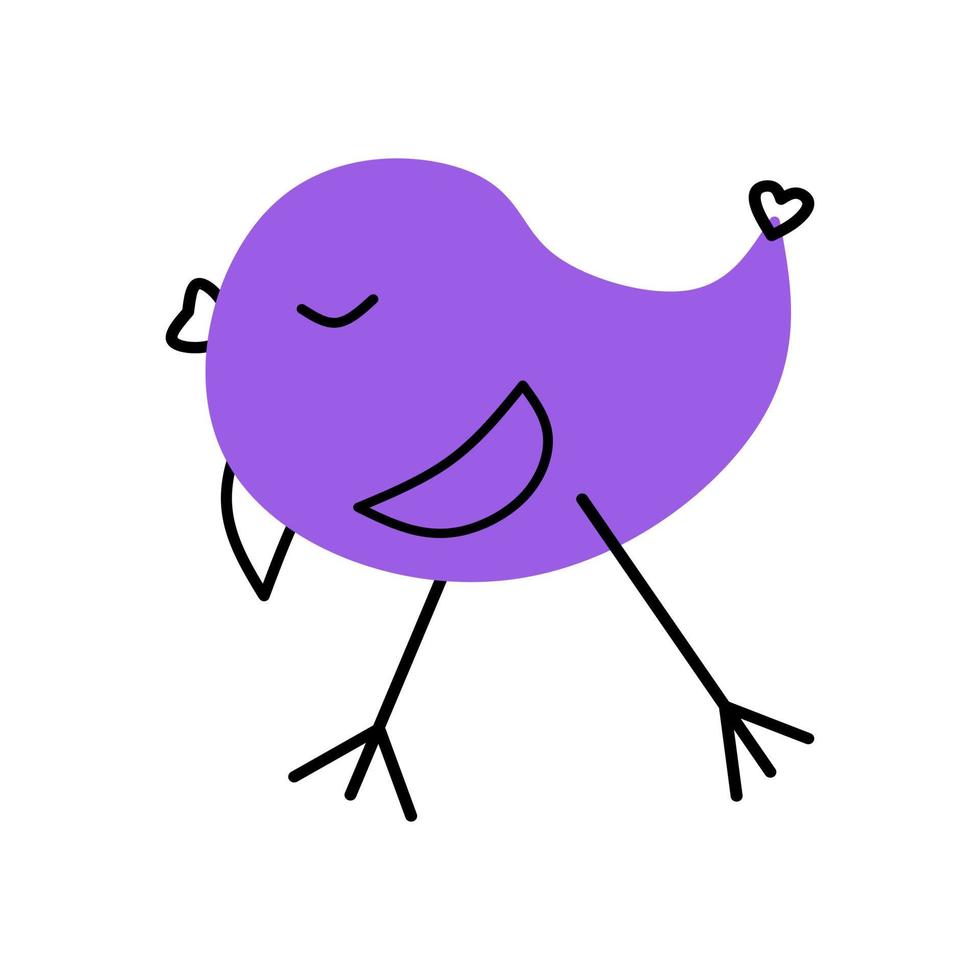 desenho animado lindo passarinho violeta vetor