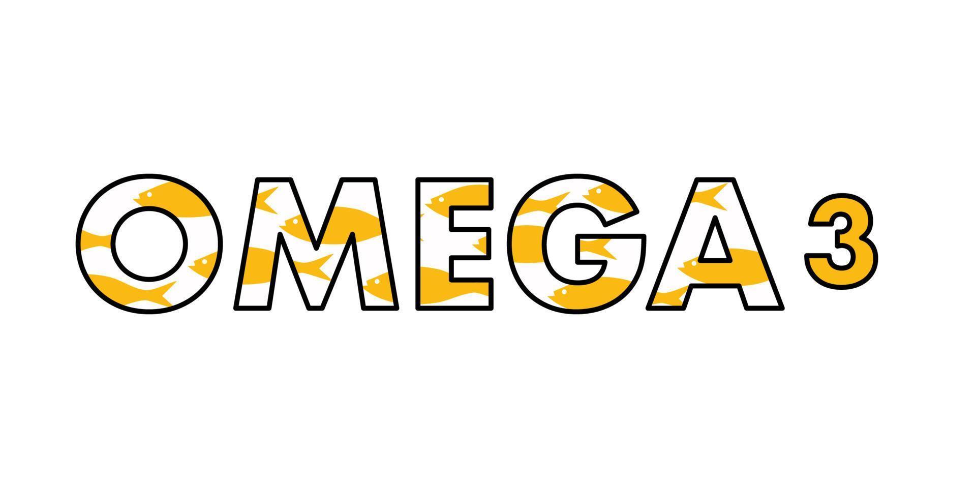 ômega-3. ícone, logotipo. desenho de ilustração vetorial em um fundo branco. pode ser usado para temas ecológicos, orgânicos e bio. vetor