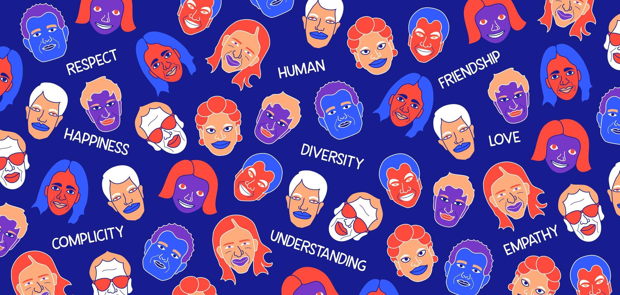 ilustração que simboliza a diversidade e multiétnica do ser humano. vetor