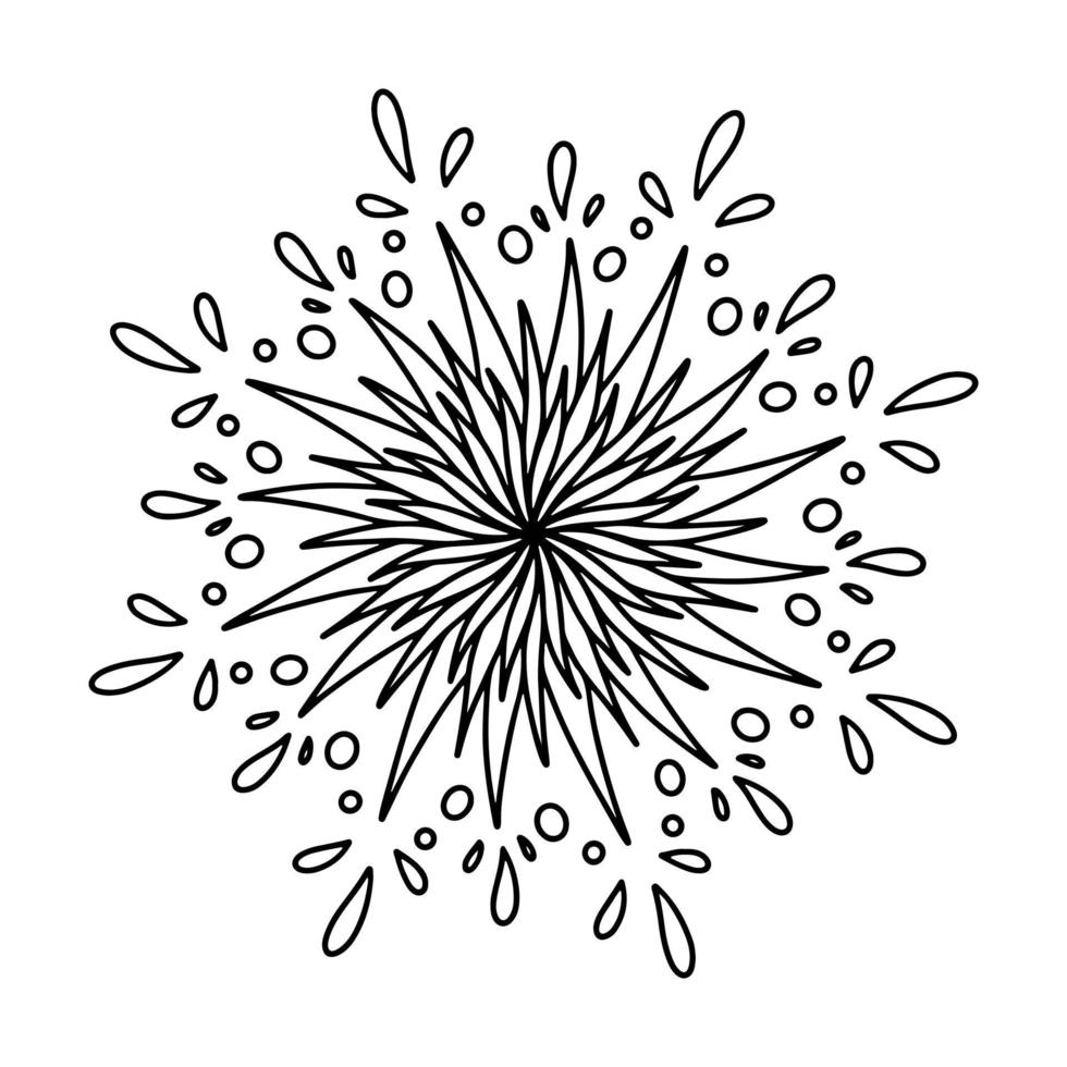 mandala de vetor floral com flores e gotas de água em estilo doodle isolado no fundo branco. coloração engraçada e fofa para design sazonal, têxtil, decoração infantil ou cartão de felicitações