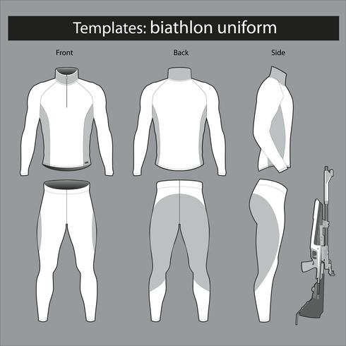 Formulário de biathlete de modelos. ilustração vetorial de maquete. traje esportivo vetor