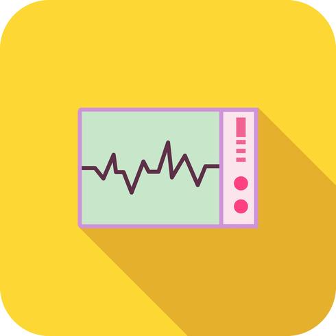 ícone de sombra longa plana ecg vetor