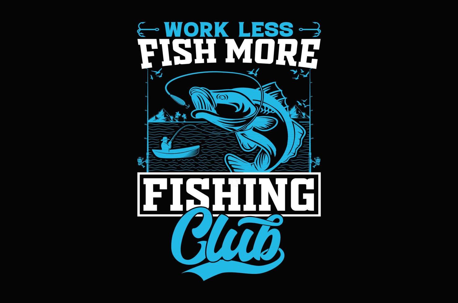 design de camiseta de pesca vetor