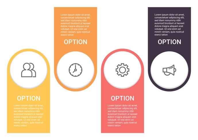 Diagrama de infografia com 4 etapas, opções ou processos. Modelo de negócio de vetor para apresentação. visualização de dados de negócios.