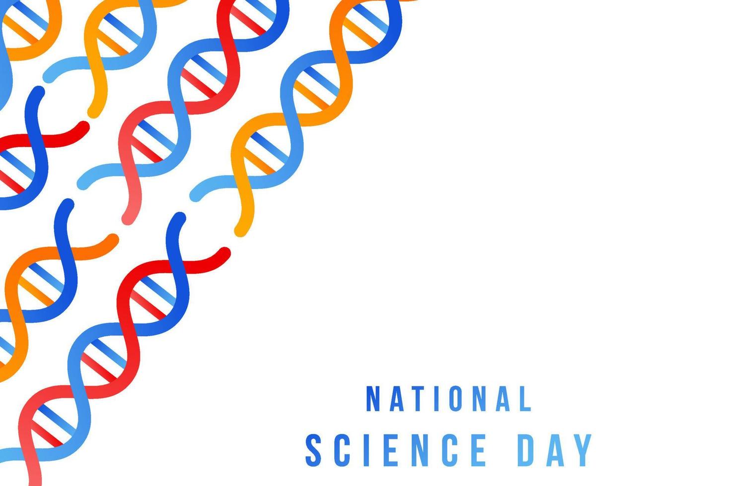 dia nacional da ciência com sequência dna. ilustração de fundo com área de espaço de cópia vetor