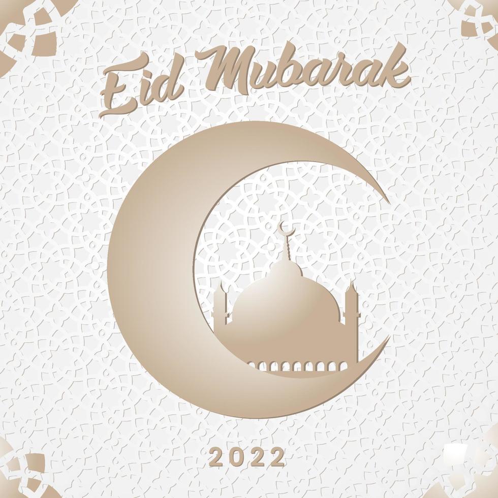 eid mubarak lua e mesquita belo fundo vetor grátis