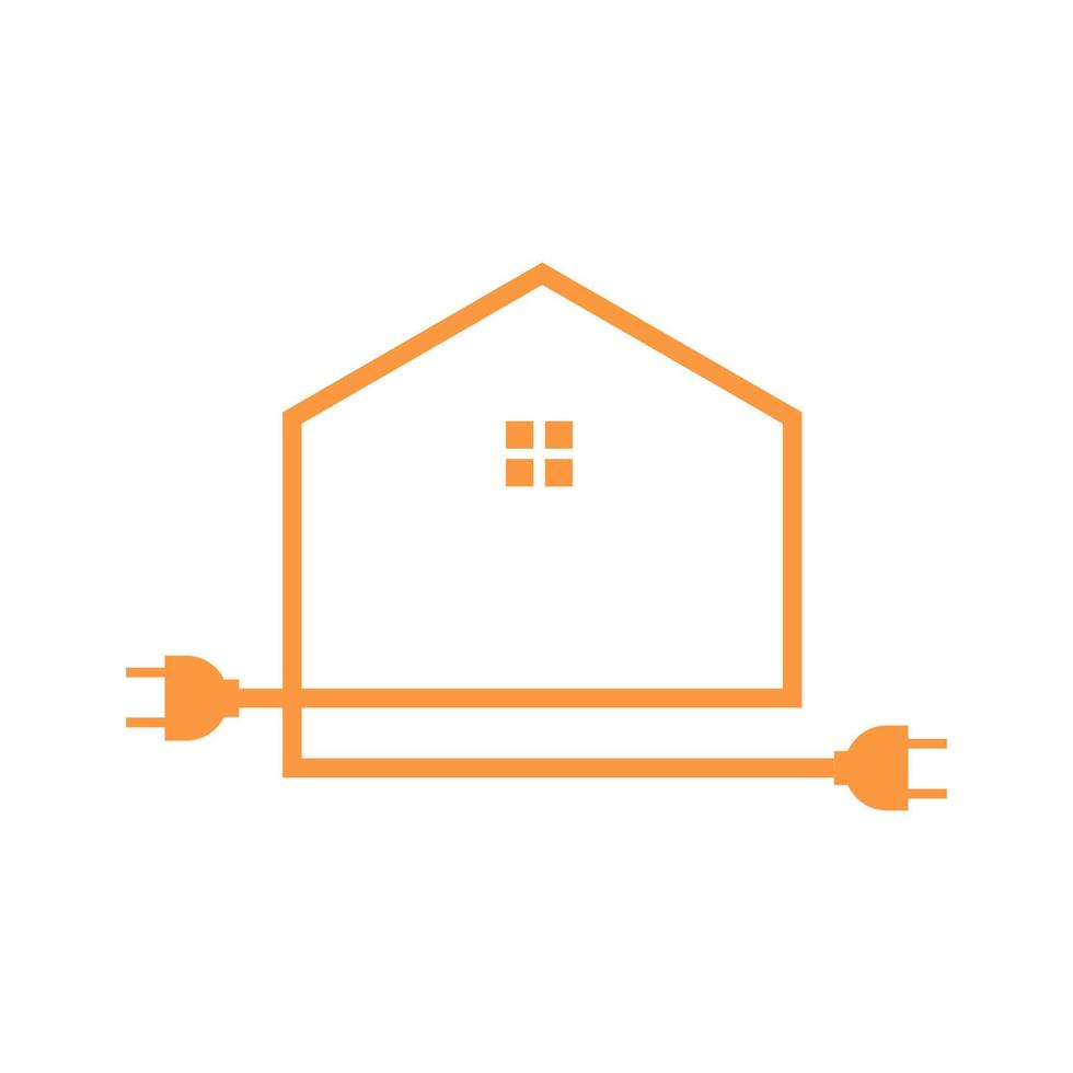 forma de linha em casa com cabo elétrico plug logo símbolo ícone vetor design gráfico ilustração ideia criativa