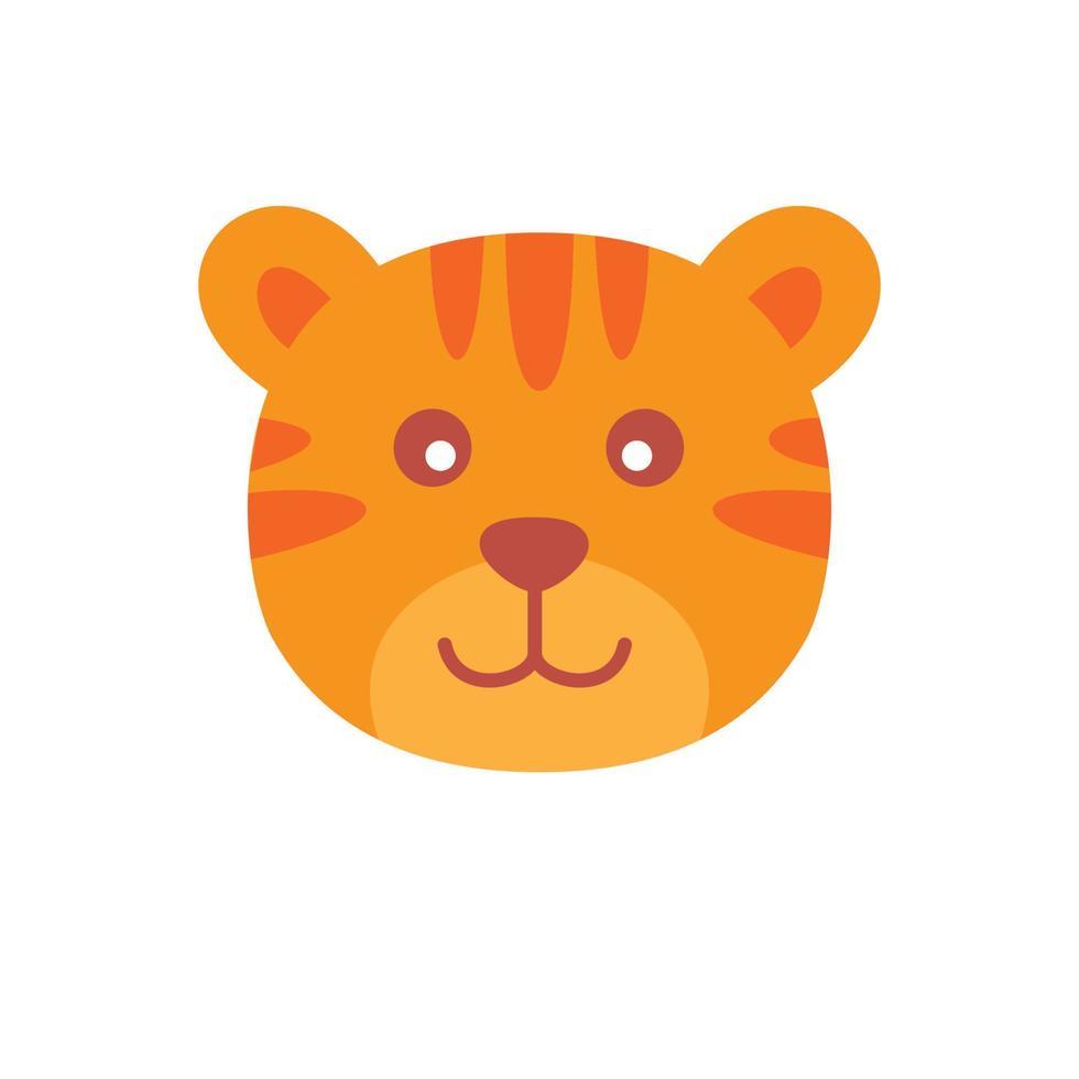 tigre ou filhote ou gato grande sorriso rosto cabeça bonito logotipo dos desenhos animados ícone ilustração vetorial vetor