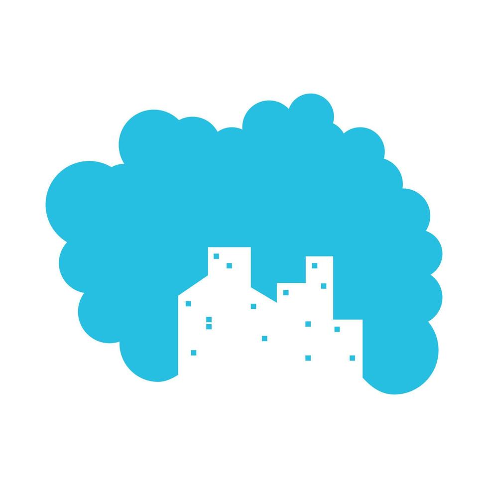 espaço negativo dia azul com design de logotipo de construção de cidade vetor gráfico símbolo ícone sinal ilustração ideia criativa