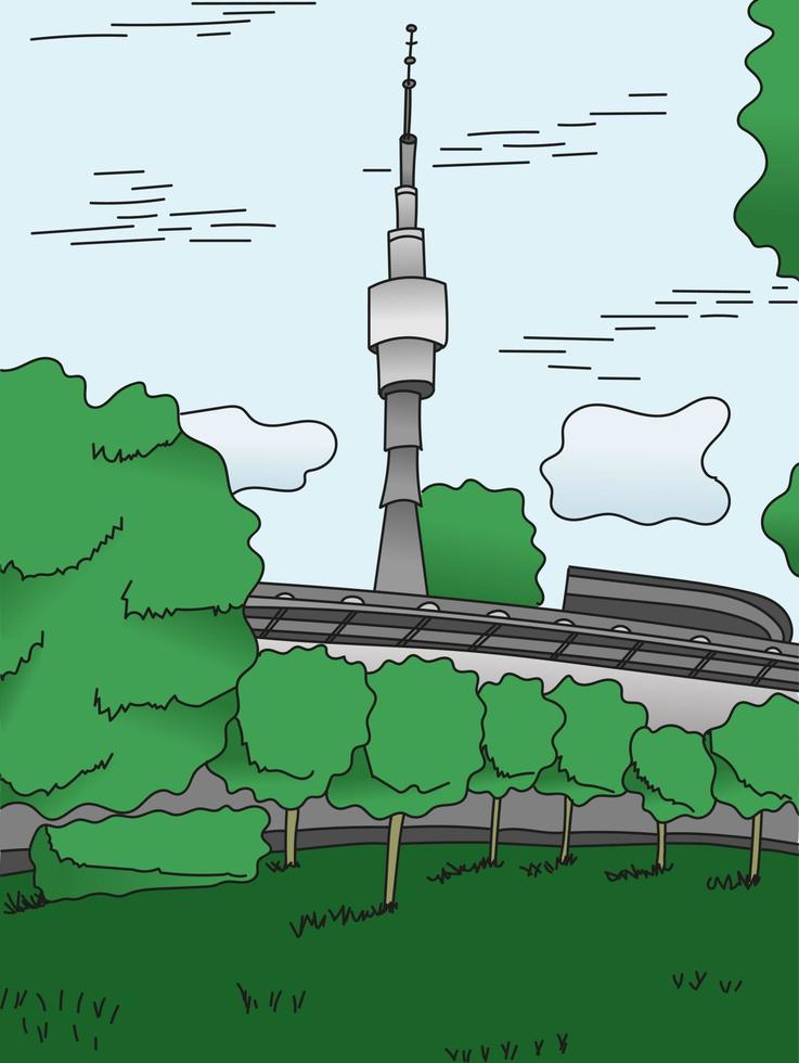 Moscou. torre de tv ostankino. ilustração vetorial em um estilo simples para cartões postais e banners. vetor