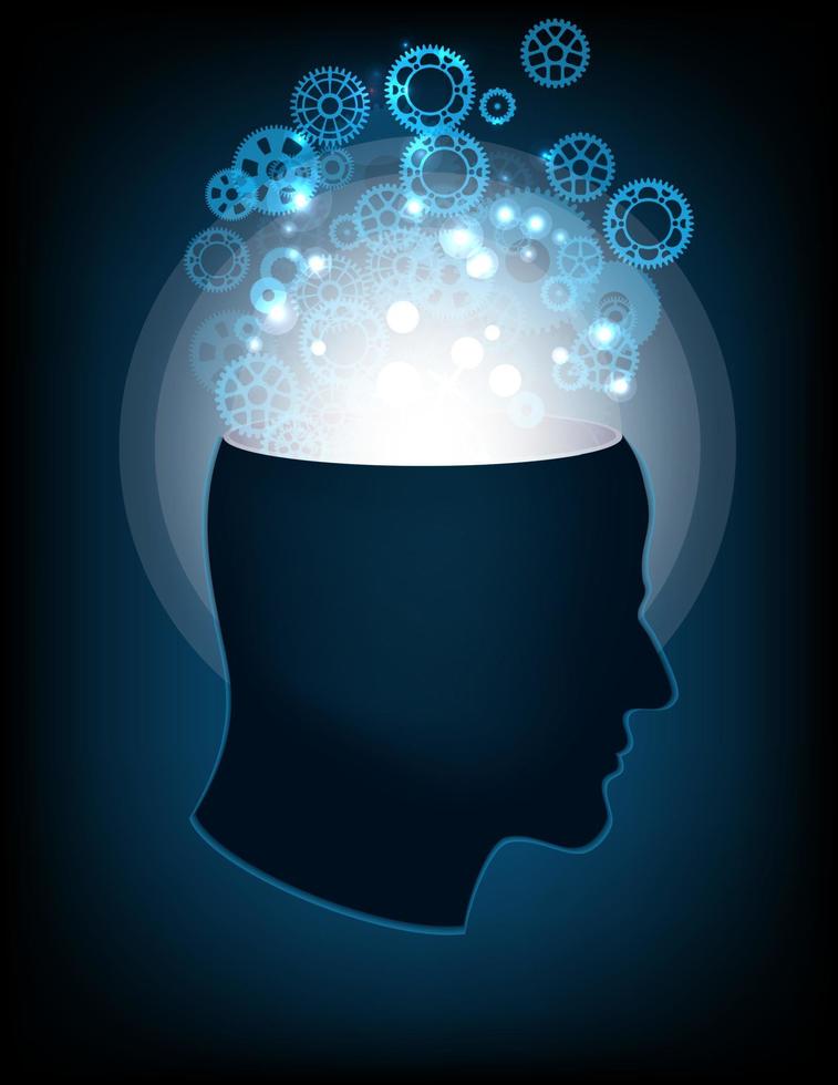 cabeça da mente humana, consciência, imaginação, ciência e criatividade vetor