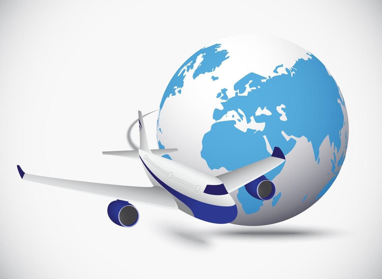 avião de passageiros com globo em fundo branco. ilustração vetorial vetor