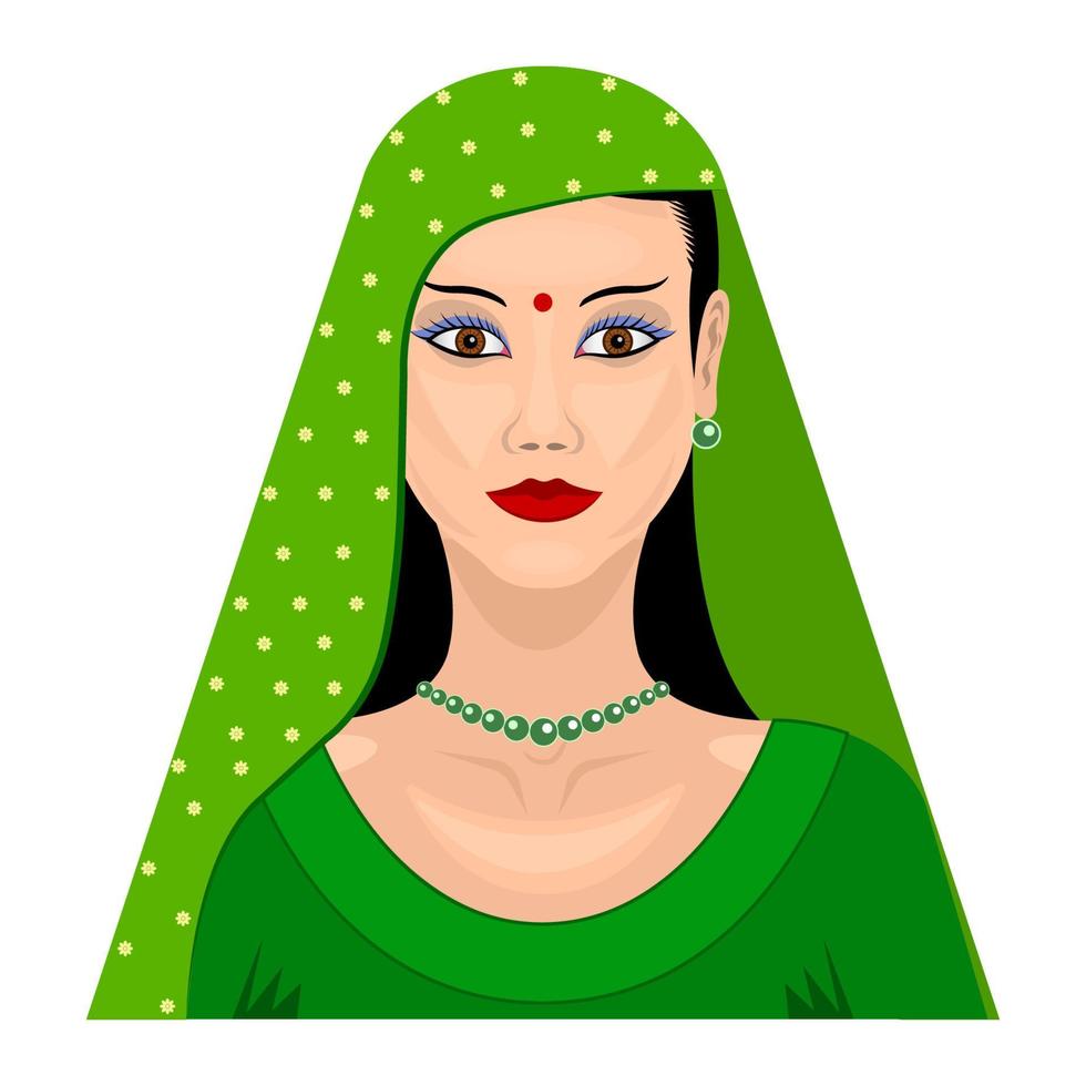 mulher de beleza indiana de bollywood em fundo branco isolado de sari vetor