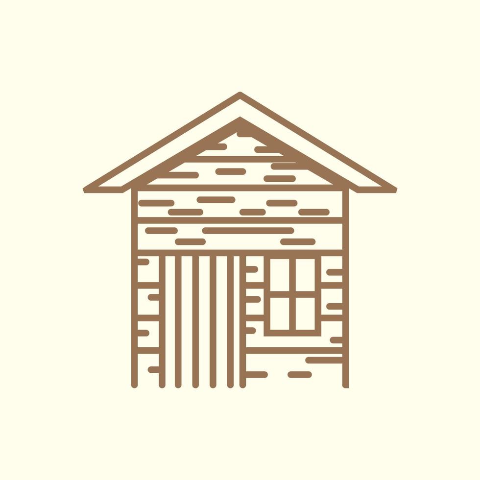 linha de madeira de casa ou casa de campo vintage simples logotipo vetor ilustração design