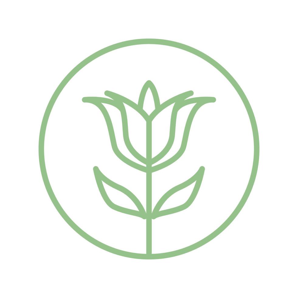 planta de flor com linha de círculo simples jardim logotipo símbolo ícone vetor ilustração design gráfico