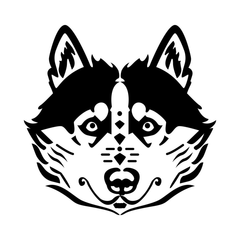 signo de zodíaco chinês de cabeça husky estilizado. vetor