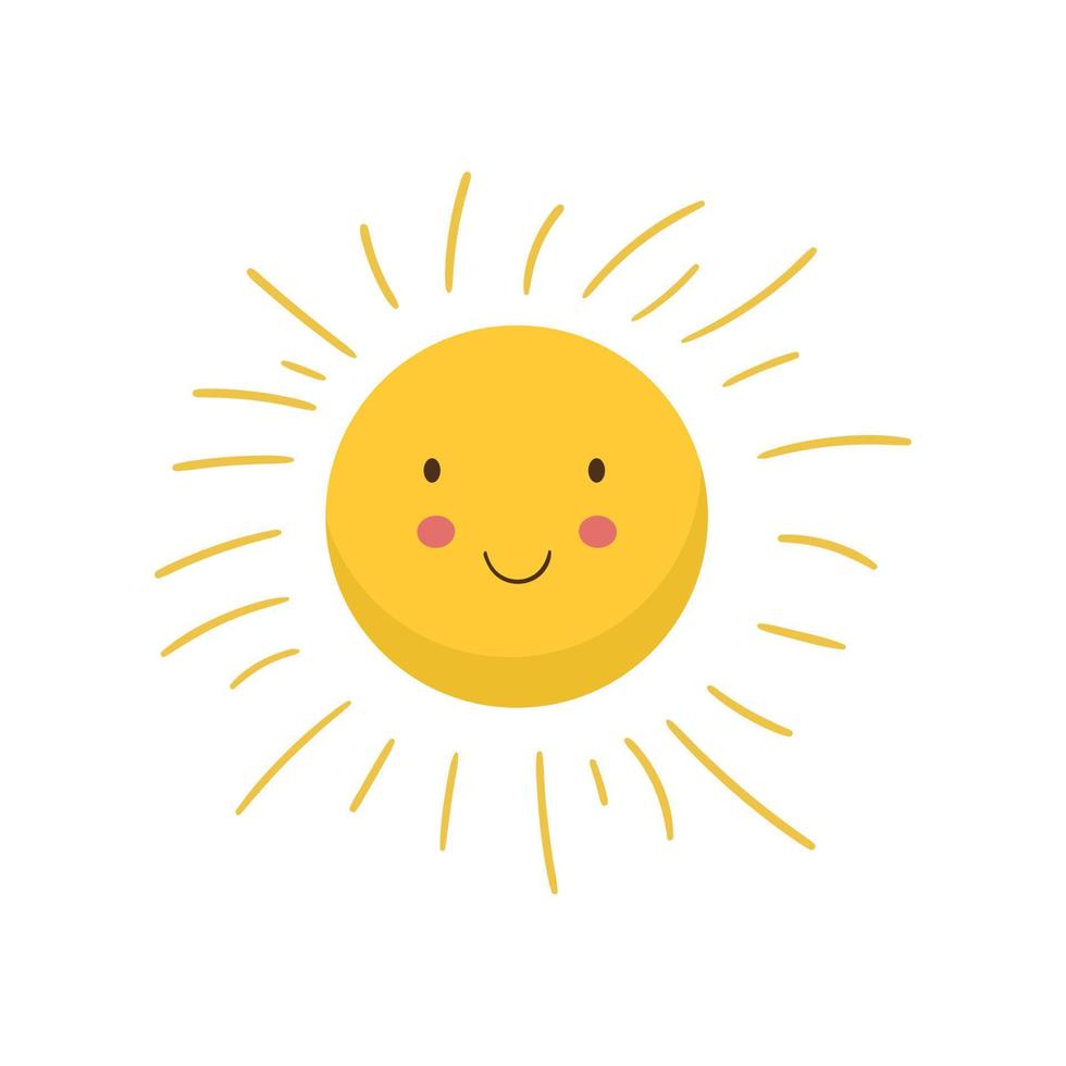 corte o vetor de ícone do sol para seu web design, logotipo. ilustração. plano de desenho animado. o sol está sorrindo