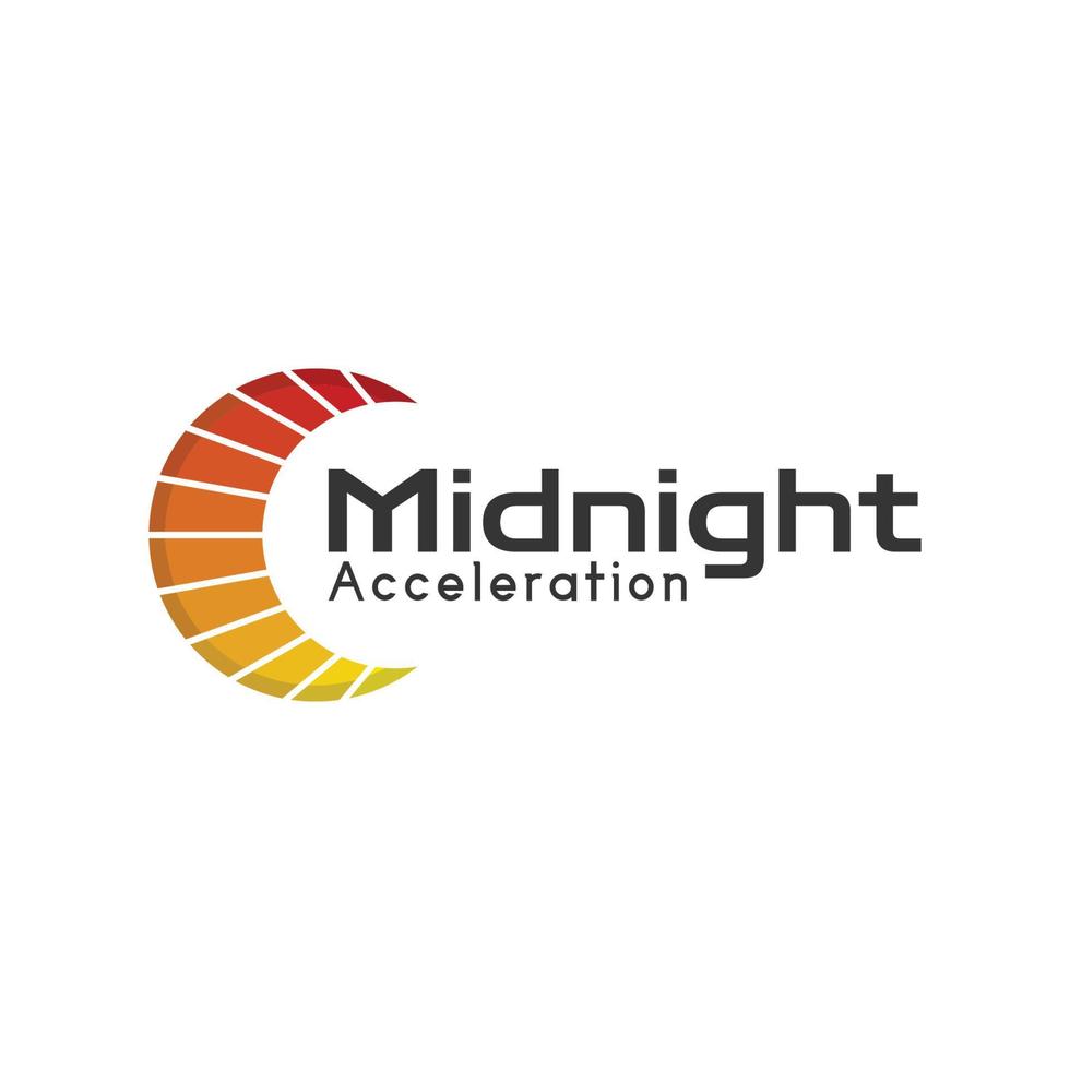 design do logotipo do círculo da meia-noite e ilustração em vetor ícone do logotipo de aceleração