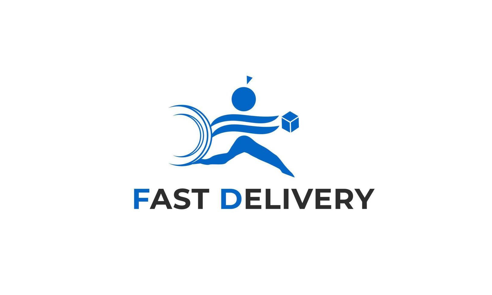 design de modelo de logotipo de entrega rápida com um homem correndo com ilustração vetorial vetor