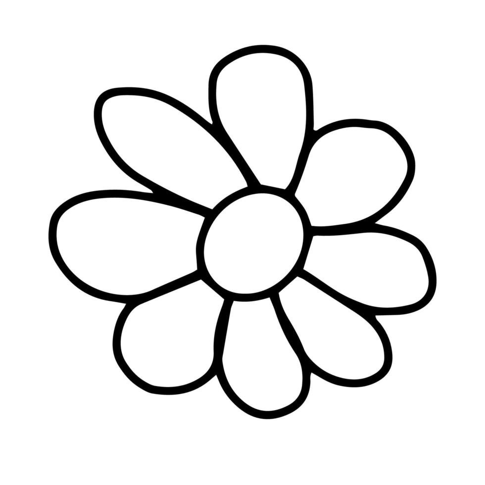 flor de doodle único desenho de contorno à mão imagem em preto e branco desenho monocromático ilustração botânica flor estilizada vetor