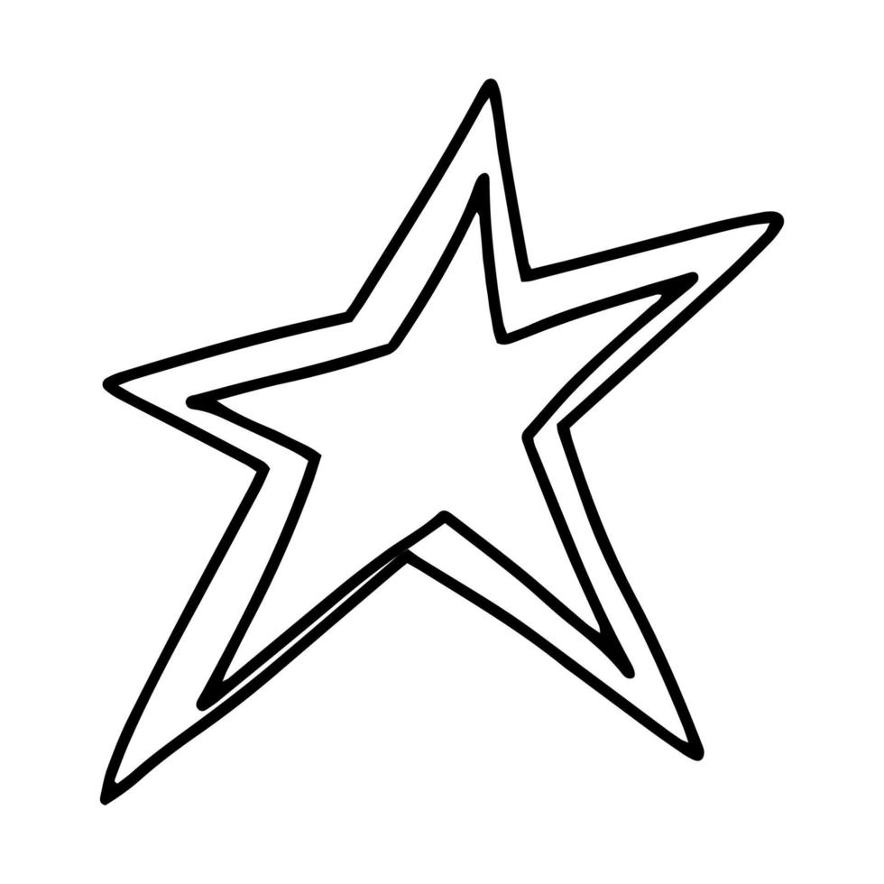 estrela dupla desenhada no estilo doodle imagem em preto e branco design monocromático desenho de contorno à mão coloring.vector illustration vetor