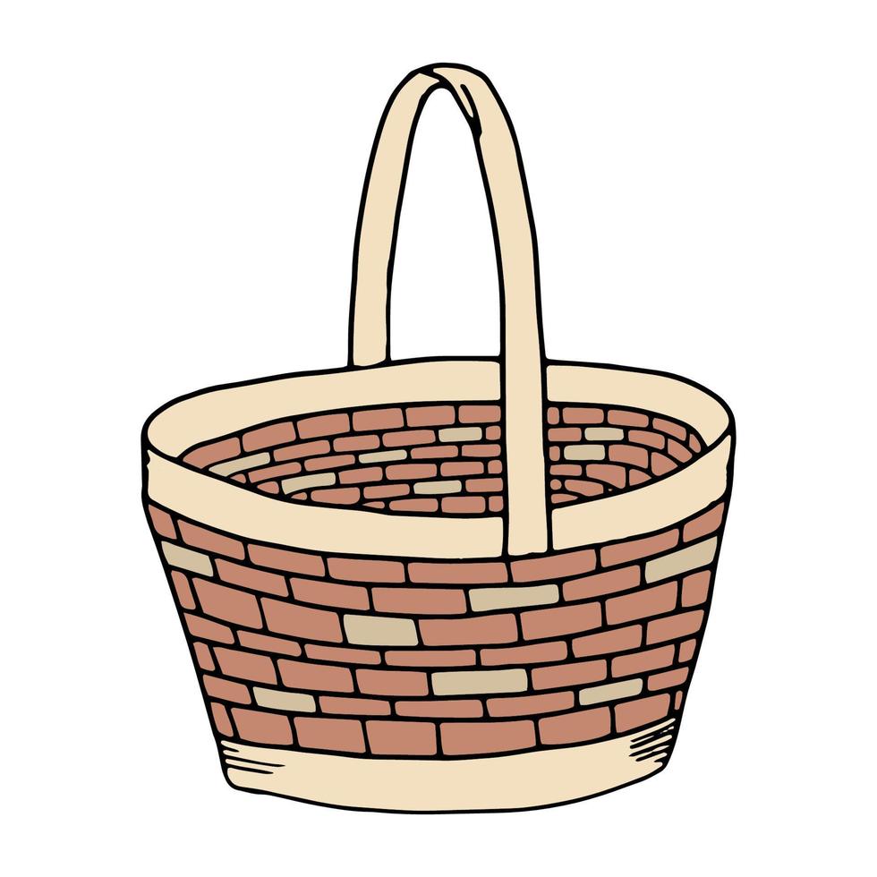 cesta de piquenique estilo doodle vetor