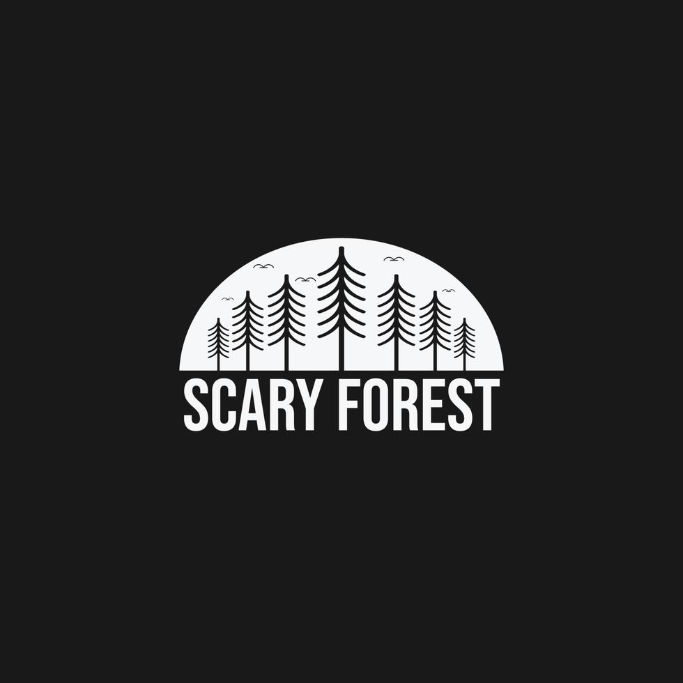 modelo de logotipo de floresta assustadora. ilustração vetorial de design de logotipo de árvores vetor