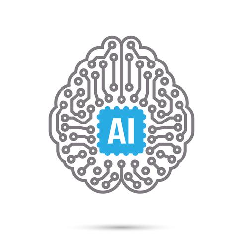 AI inteligência artificial tecnologia circuito cérebro símbolo ícone vetor
