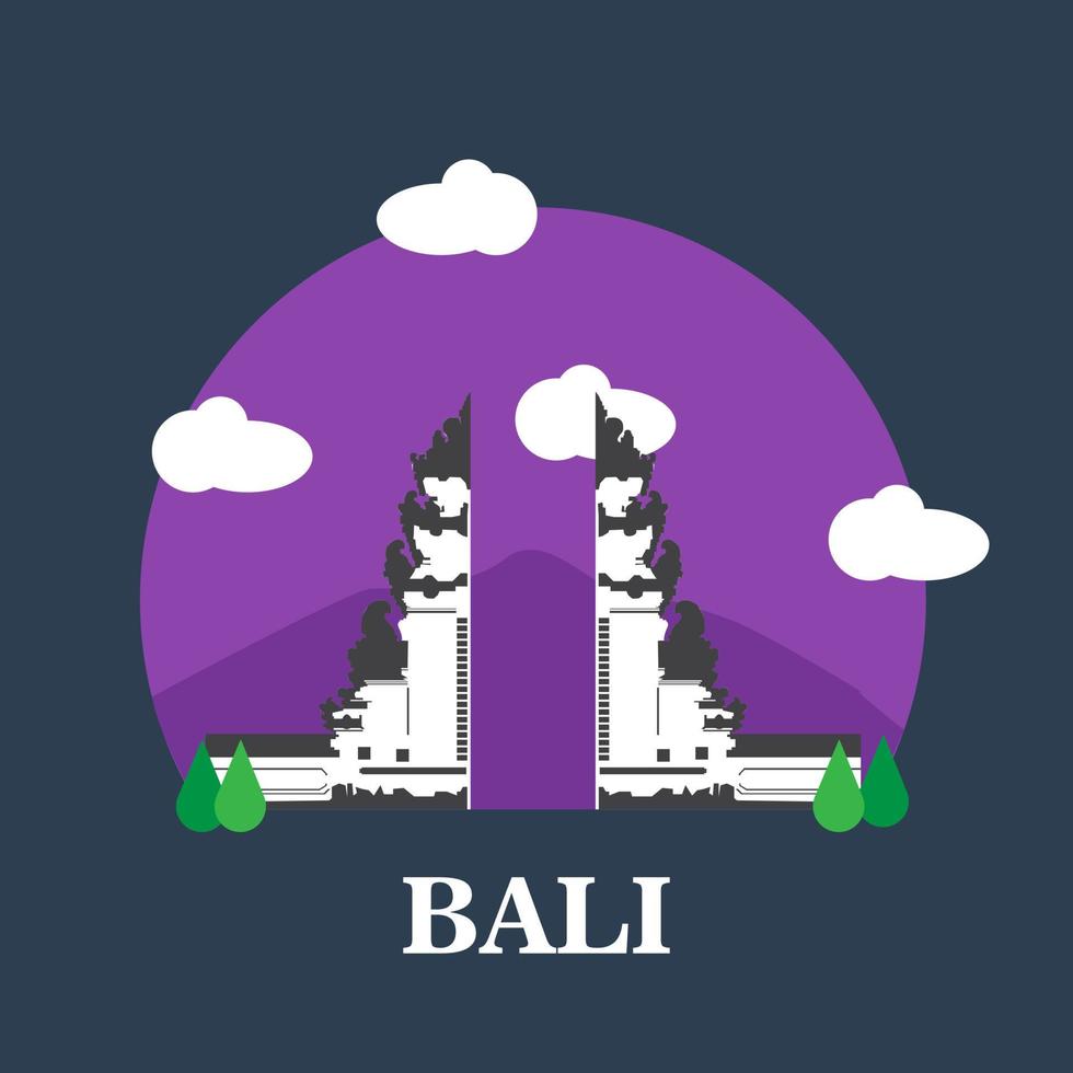 ilustração em vetor entrada tample bali. paisagem nacional, portão em bali, indonésia.