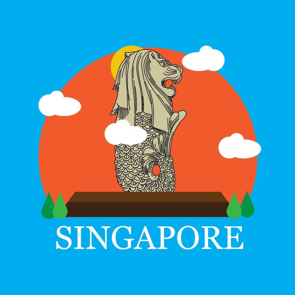 ícone de marco merlion de singapura vetor