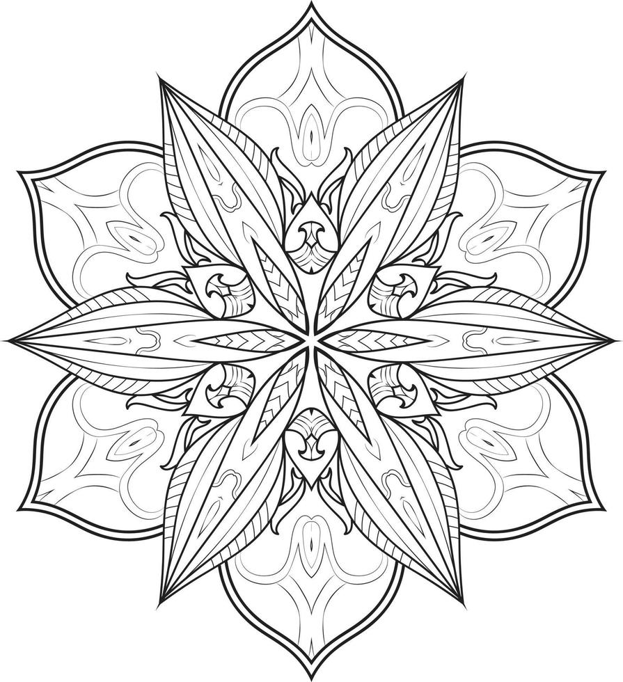 flor de mandala em preto e branco pro vector