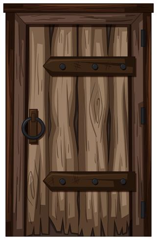 Porta de madeira velha no fundo branco vetor
