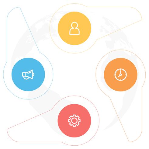 Diagrama de infografia com 4 etapas, opções ou processos. Modelo de negócio de vetor para apresentação. visualização de dados de negócios.