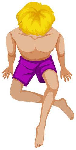 Homem, em, roxo, shorts natação vetor