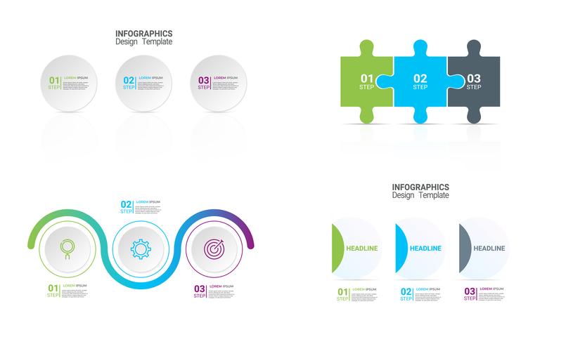 Modelo de negócio infográfico com 3 opções. vetor