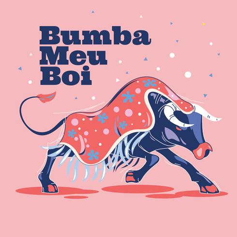 Ilustração Bumba Meu Boi ou Hit My Bull vetor