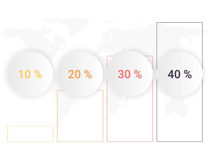 Diagrama de infográficos com 4 etapas Crescimento ou processos. Modelo de negócio de vetor para apresentação. visualização de dados de negócios.