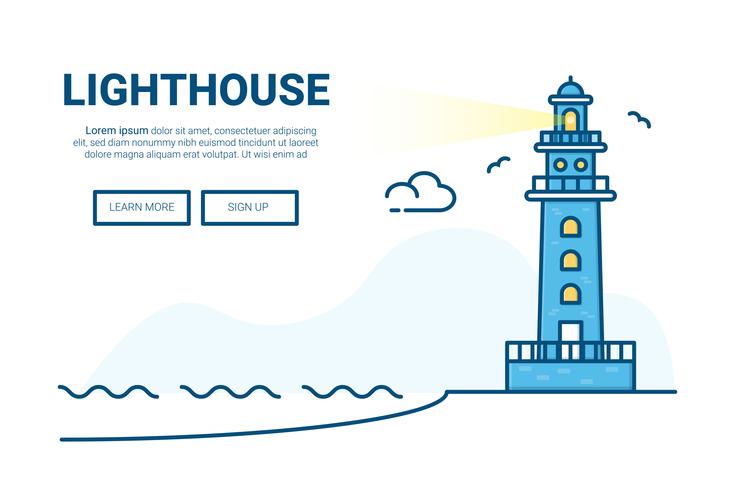 Fundo de construção do farol. design para o site da página de destino. vetor