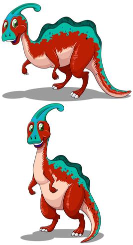 Parasaurolophus vermelho em duas poses vetor