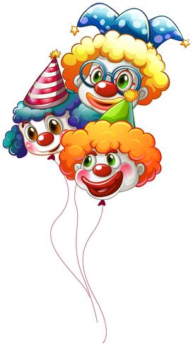 Três, coloridos, palhaço, balões vetor