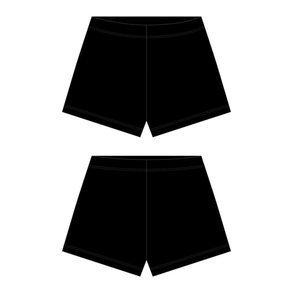 shorts unissex de croqui técnico na cor preta. calças curtas de contorno. vetor